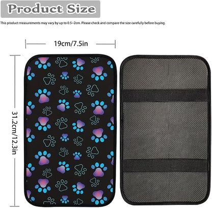 UNICEU Purple Dog Paws Auto Center Console Armrest Pads for Dog Owner,Anti Slip Easy to Install Automotive Armrest Cushion Scratch Proof Auto Seat Box Cover Protector