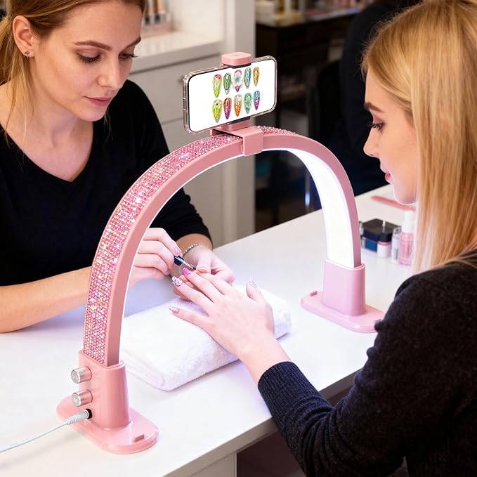 BLUVALL Half Moon Light for Nail Desk, Portable Nail Light for Desk