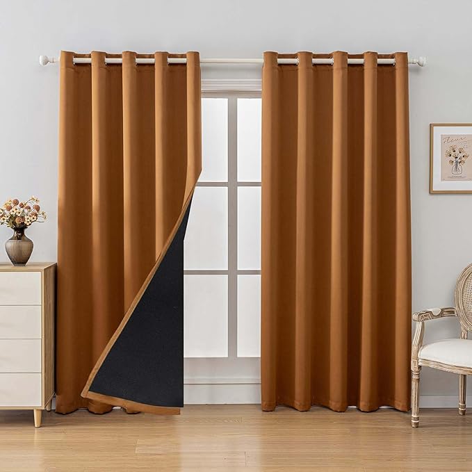 Anytime 100% Blackout Curtain 2 Panels Set, Thermal Insulated Window Drapes