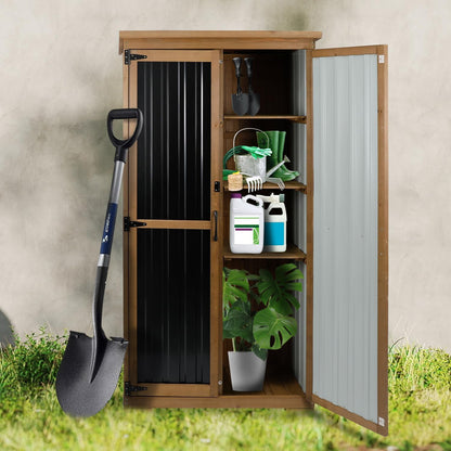 Outdoor Storage Cabinet Waterproof with Shelves, Small Storage Shed, Vertical Tall Patio Backyard Garden Storage Cabinet Tool Organizer for Outside