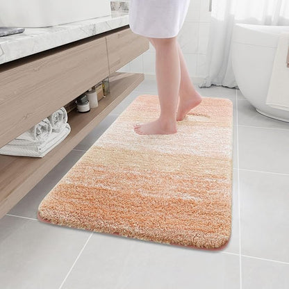 Arotive Microfiber Bathroom Rugs, Shaggy Soft and Absorbent Bath Rug, Non-Slip, Thick Plush Machine Washable Dry Bath Mats for Bathroom, Tub and Shower, 44x24, Peach, Rectangular