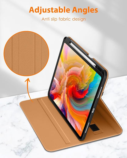 DTTO for iPad Pro 13 inch Case (M5/M4) 2025/2024, Premium Leather Business Folio Stand Cover with Pencil Holder - Auto Wake/Sleep & Multiple Viewing Angles, Built in Hand Strap & Pocket, Grey