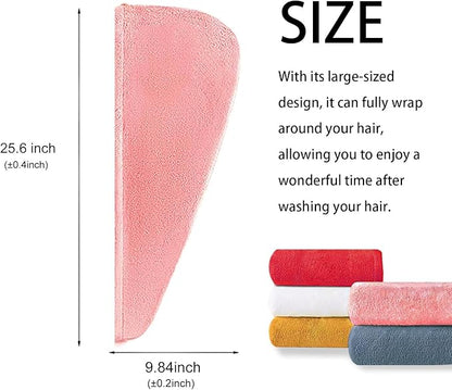 AGKXHDEC 1 Pack Double Layer Microfiber Towel, Hair Turbans for Wet Hair, Drying Hair Wrap for Women(Pink)