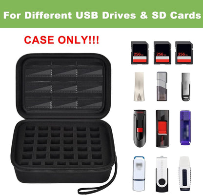 USB Flash Drive Case, SD Card/Memory Stick Pouch for SanDisk, for Samsung, for Netac, for Maspen/for SamData Thumb Drives, Hard Shell Protective Storage Organizer with Sponge- Box Only- Black