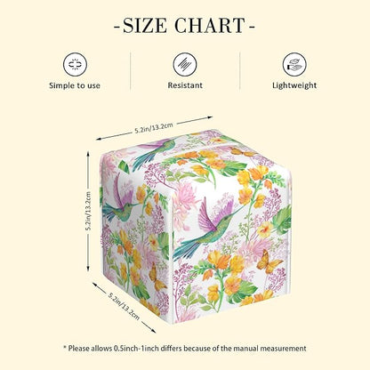 POIUBLE Tissue Box Holder Hummingbird and Flower Tissue Box Cover Butterfly Square Leather Tissue Holder Organizer Portable Decorative Facial Paper Case for Home Office Bathroom Vanity Countertop