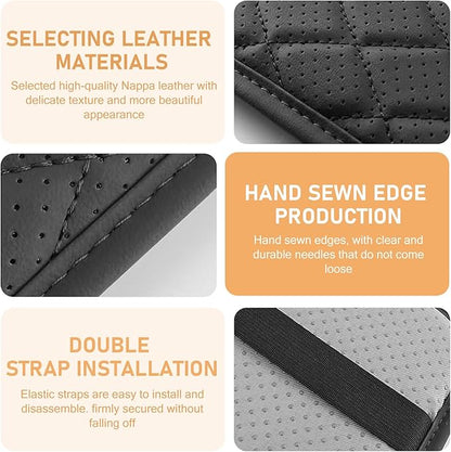 Car Center Console Pad, Leather Car Armrest Box Pad Cover, Vehicle Armrest Protector Cushion with 2 Storage Bags, Universal Arm Rest Pad for Car Interior Accessories Protect (Black)