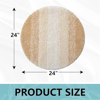 Arotive Microfiber Bathroom Rugs, Shaggy Soft and Absorbent Bath Rug, Non-Slip, Thick Plush Machine Washable Dry Bath Mats for Bathroom, Tub and Shower, 24x24, Beige, Round