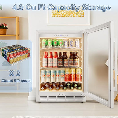 Beverage Refrigerator, 4.9 Cubic Feet Undercounter/Freestanding 24 Inch