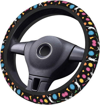 Neoprene Steering Wheel Cover Bullhorns-Pompoms-Cheerleaders Pattern Car Steering Wheel Cover Universal Fit for Most Cars