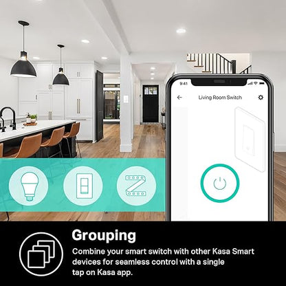 Kasa Smart Light Switch HS200P3, Single Pole, Needs Neutral Wire, 2.4GHz Wi-Fi