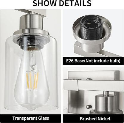 DIKAIDA Bathroom Vanity Light, 4-Light Nickel Modern Matte Wall Sconce Lighting