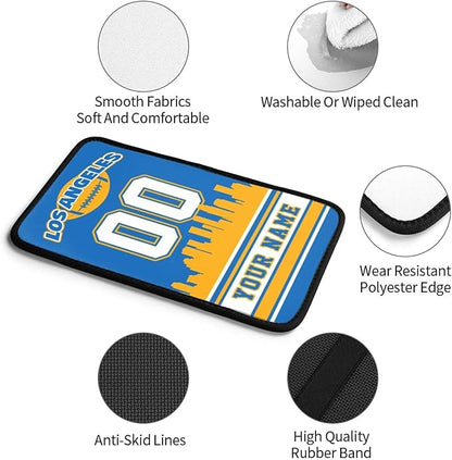 Custom Los Angeles Car Armrest Covers Personalized Football Style with Name Number Customized Auto Center Console Pad Car Handrail Box Cushion for Most Vehicle Decor Accessories, Fans Gift