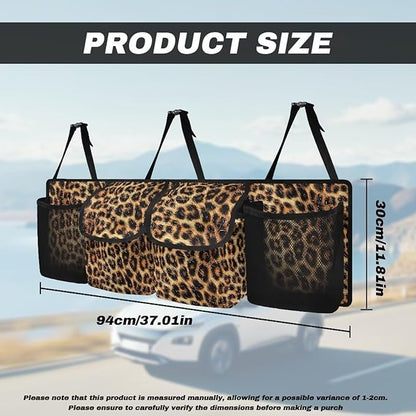 Backseat Trunk Organizer for Car Brown Leopard Print Back of Seat Car Organizer with Extra Storage Space for SUVs,Trucks,Vans,Car Organization