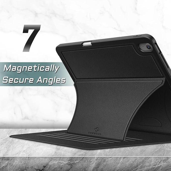 Fintie Magnetic Stand Case for iPad Air 13-inch (M3) 2025, (M2) 2024 - Multiple Angles Shockproof Rugged Soft TPU Cover with Pencil Holder, Auto Sleep/Wake, Black