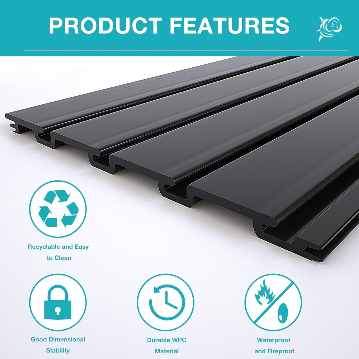 NeatiEase Slatwall Panel Wall Storage Systems, 4 x 4ft Slat Wall Paneling Garage Wall Organizer, Heavy Duty Wall Mounted PVC Wall Rack (Black)