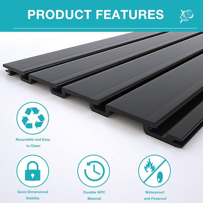 NeatiEase Slatwall Panel Wall Storage Systems, 4 x 4ft Slat Wall Paneling Garage Wall Organizer, Heavy Duty Wall Mounted PVC Wall Rack (Black)