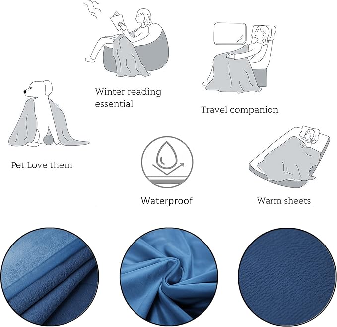 Ameritex Pet Bed Blanket Reversible 100% Waterproof Velvet Super Soft for Sofa and Bed