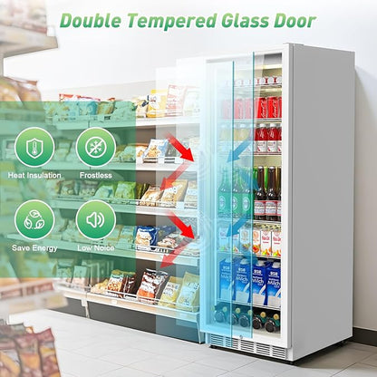 Commercial Merchandiser Refrigerator, 13.8 Cu Ft Display Beverage Fridge