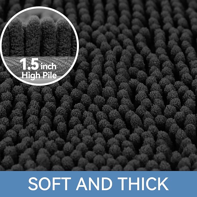 Bcoimo 70"×24" Absorbent Bath Mat, Non-Slip with Backing Chenille Bath Rug and Machine Washable Bathroom Mat Quick-Dry Design. Ideal for Bathroom and Tub Areas