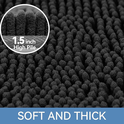 Bcoimo 70"×24" Absorbent Bath Mat, Non-Slip with Backing Chenille Bath Rug and Machine Washable Bathroom Mat Quick-Dry Design. Ideal for Bathroom and Tub Areas