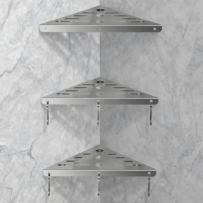 Shower Corner Shelf 304 Stainless Steel Shower Caddy 3 Tier Shower Organizer Niche Extra 6 Hangers Shelves 40 lbs Large Capacity Bathroom Storage for Inside Anti-Rust Drilling Installation(Silver)