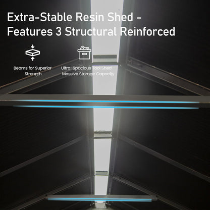 Domi 5x3 FT Outdoor Resin Storage Shed, All-Weather Double-Wall Storage Building for Backyard, Garden, Lawn Tools, Mower, Bike & Pool Equipment, Lockable Doors, Ventilated Roof, Grey