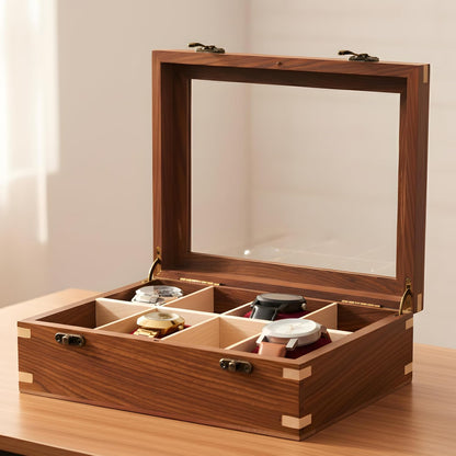 Wooden Watch Box for Men & Women, Watch Organizer & Display Case, Premium Long-Lasting Watch Holder for Storage, Elegant Gift for Watch Collectors (Glass Top, 8 Slots)