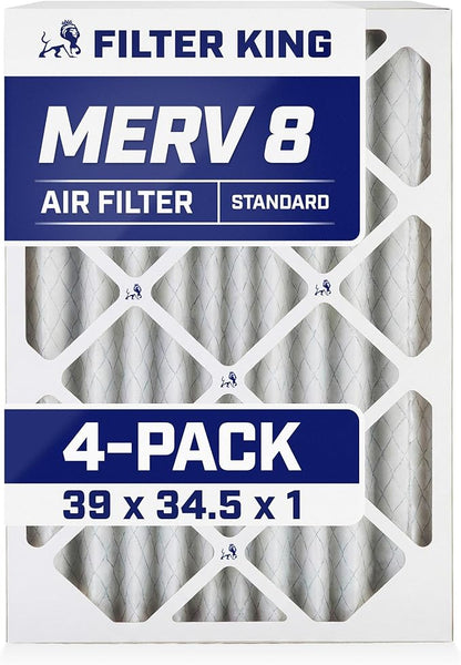 Filter King 39x34.5x1 Air Filter | 4-PACK | MERV 8 HVAC Pleated A/C Furnace
