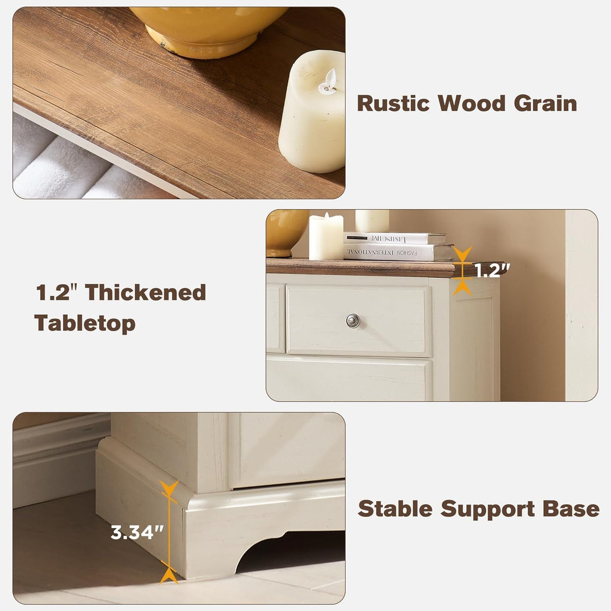 T4TREAM 7 Drawers Dresser Chests for Bedroom, Wood Vintage Chests of Drawers, Rustic Dressers Chset Organizer for Bedroom, Living Room, Hallway, Antique White