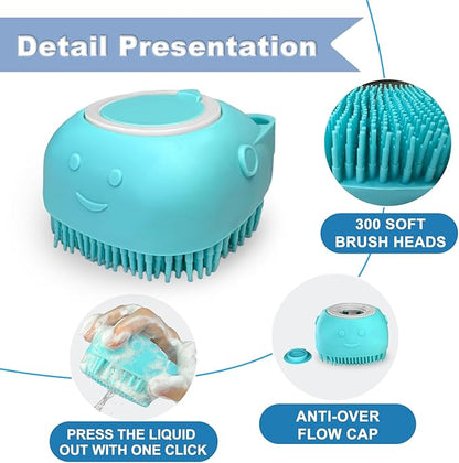 IDQQUQQ 2PCS Dog Washing Gloves and Dog Shampoo Brush, Dog Bath Supplies Dog and Cat Bath Set