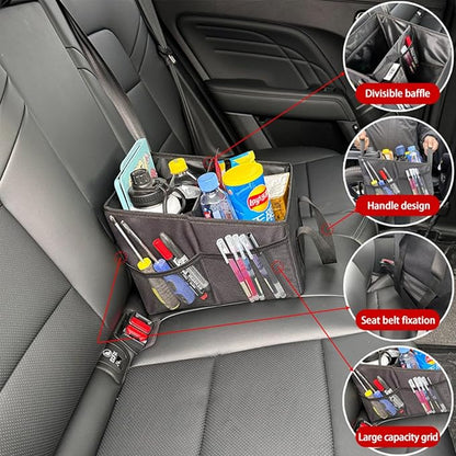 Car Organizer - Car Organizers and Storage, Collapsible Small Car Seat Storage Organizer for Console Front/Back, Automotive Backseat Organizer Passenger Seat Organizer