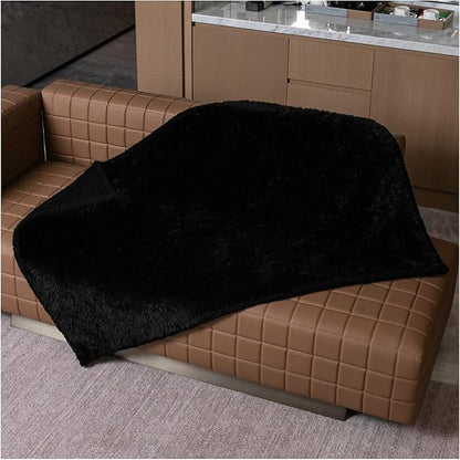 Wowchine Black Pet Calming Couch Throw Blankets for Dogs Waterproof Dog Blanket Fluffy Long Faux Fur for Little Dog Cat Puppy Mat Washable(Black,XS-28 * 20in)