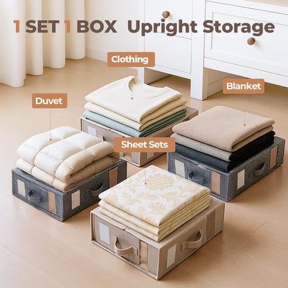 8Pack Sheet Organizers and Storage - King/Queen Size Sheet Storage Organizer with Window, Foldable & Dustproof Sheet Organizer for Linen Closet for Summer Blankets & Sheet Sets,Grey