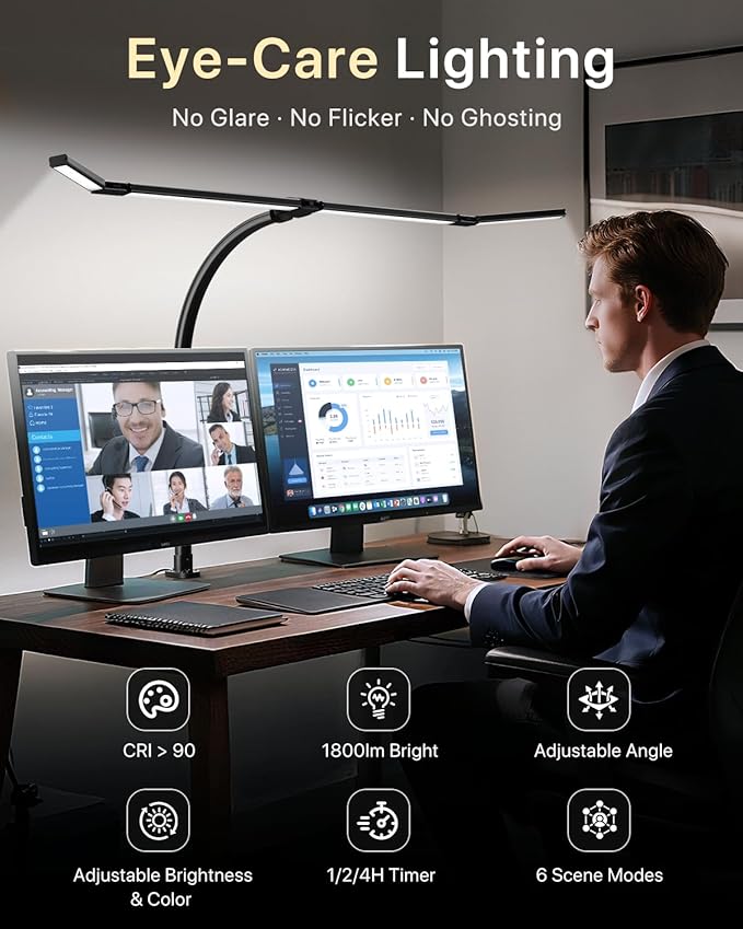 ONEMIX 42" LED Desk Lamp with Clamp, Architect Desk Light with Remote,