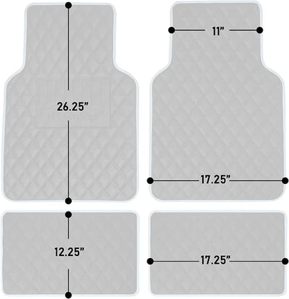 FH Group Universal Fit Diamond Pattern Faux Leather Automotive Floor Mats fits Most Cars, SUVs, and Trucks Blue