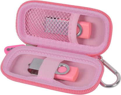 USB Flash Drive Case, SD Card Holder Compatible with Thumb Drive, Memory Cards, SDXC SDHC Storage Bag, Electronic Accessories Organizer for SanDisk for Samsung for Inland (Pink)