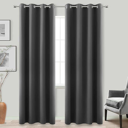 KOUFALL 95 Inch Blackout Curtains, Grommet Thermal Insulated Satin Polyester