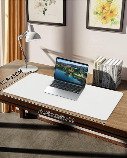 Pu Leather Desk Protector, Mouse Pad, Laptop Mat, Non-Slip Blotter, Waterproof Writing Pad for Office/Home (23.6"x13.8", Ivory White)