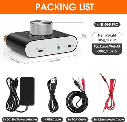 Nobsound Mini Bluetooth 5.0 Power Amplifier, Stereo Hi-Fi Digital Amp 2.0