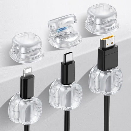 AhaStyle Spring Cable Organizer [1s Lock] 6 Pack Cord Cable Holders Clips Strong Adhesive Cable Cord Keeper [Smooth Adjustable] Hide Wire Cord Organizer for Nightstand Kitchen Car Office (Transparent)