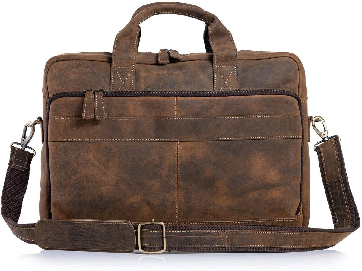 KomalC 16 Inch Leather briefcases Laptop Messenger Bags for Men and Women Best Office Satchel Bag