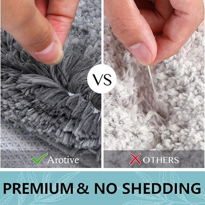 Arotive Microfiber Bathroom Rugs, Shaggy Soft and Absorbent Bath Rug, Non-Slip, Thick Plush Machine Washable Dry Bath Mats for Bathroom, Tub and Shower, 47x32, Grey, Rectangular