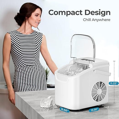 Countertop Ice Maker Machine, 8 Ice Cubes in 6 mins, 26lb/Day Ice
