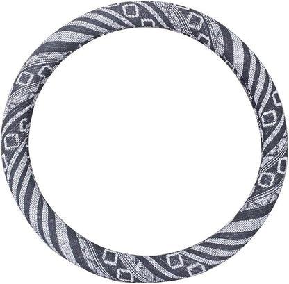 Small Ethnic Style Coarse Flax Cloth Automotive Steering Wheel Cover Anti Slip and Sweat Absorption Auto Car Wrap Cover (14''-14.25, G)