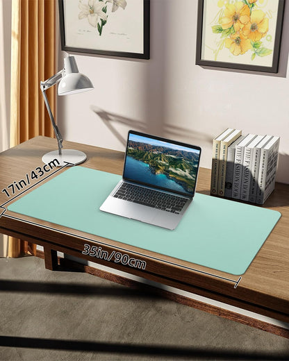 Non-Slip Desk mat,PULeather Desk Pad Protector, Office Desk Mat, Large Mouse Pad,Desk Blotter, Laptop Desk Pad, Waterproof Desk Writing Pad for Office and Home (Turquiose, 35.4" x 17")