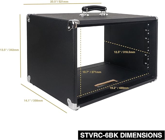 Sound Town Vintage 6U Amp Rack Case, 12.5" Depth