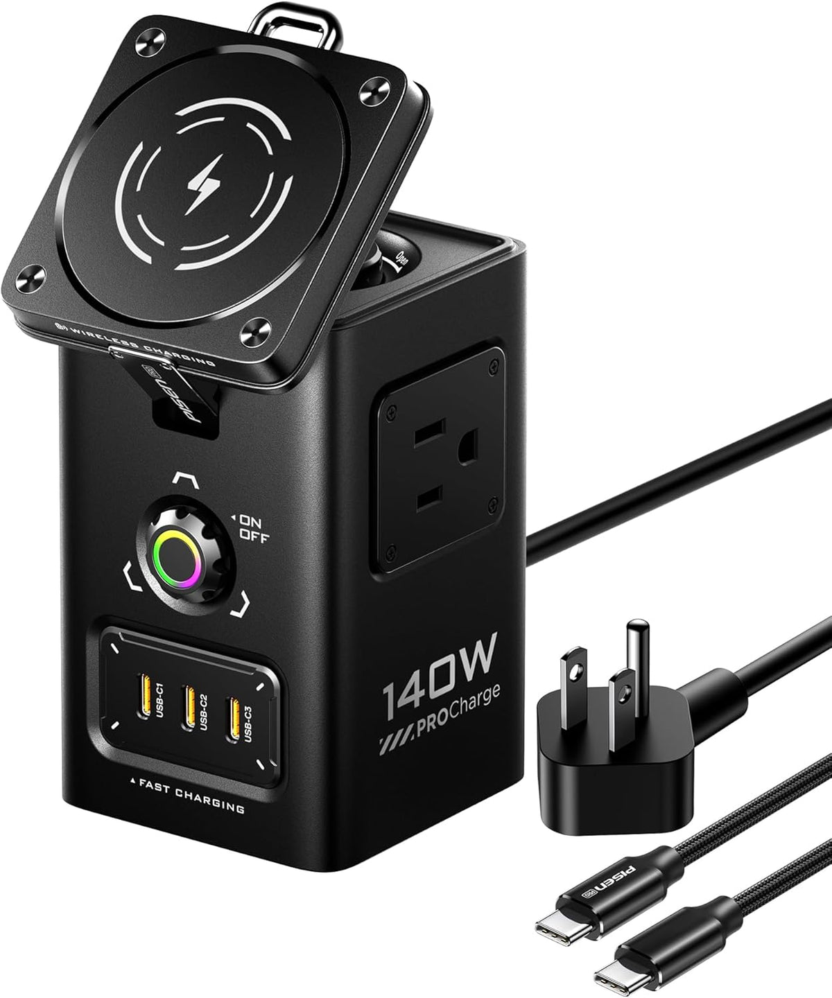 PISEN 8-in-1 Mag-Safe Charger Stand - 140W Charging Station for Multiple Devices Mag-Safe Stand Magnetic Qi2 Wireless Charger for iPhone 16/15/14/13/12 Series, Magnetic Charger for Apple Watch