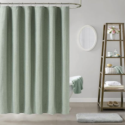 BTTN Extra Wide Shower Curtain - 108x72 Inch Linen Textured Waterproof Fabric Shower Curtain Set with 18 Plastic Hooks, Large Modern Decorative Shower Curtains for Bathroom and Bathtub - SageGreen