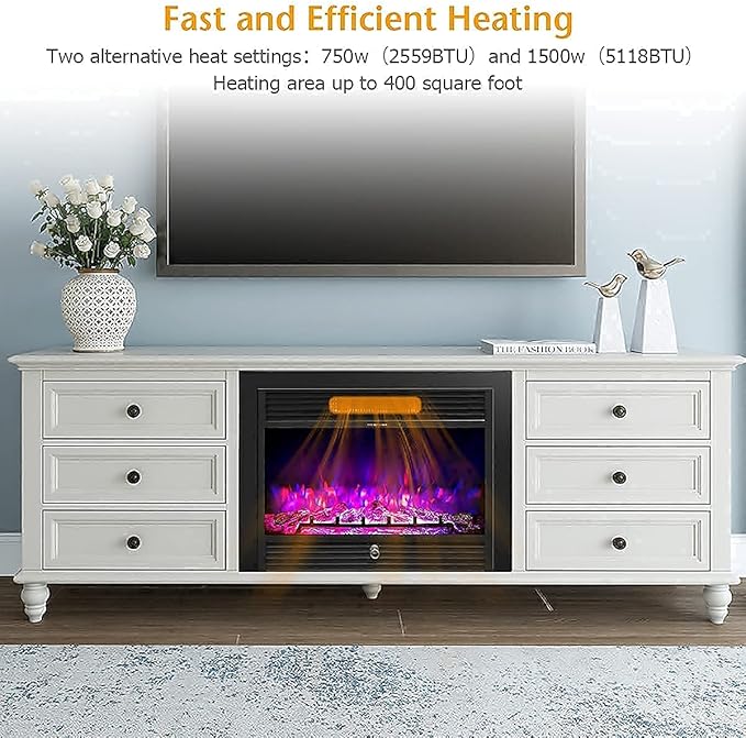 Giantex 28.5" Electric Fireplace Insert, Wall Recessed/Mounted, Freestanding