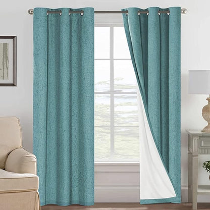 H.VERSAILTEX Primitive Linen Curtains 100% Blackout Curtain Drapes Burlap